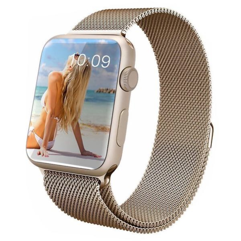 For Apple Watch Light Rose Gold Milanese Band
